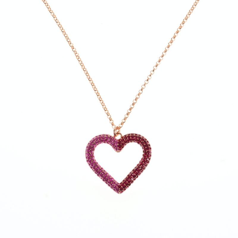 Pendant heart on chain pink-red