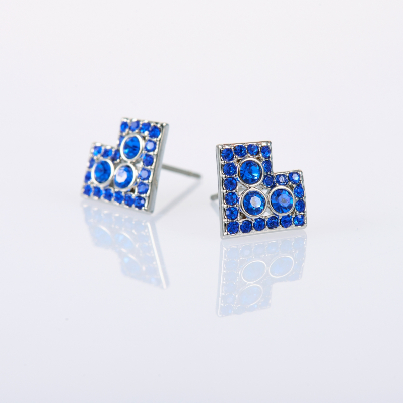 Earrings blue Čičmany hearts