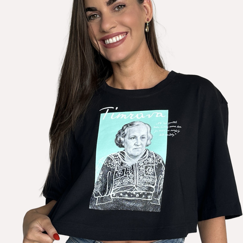 Čierne oversized crop tričko Timrava
