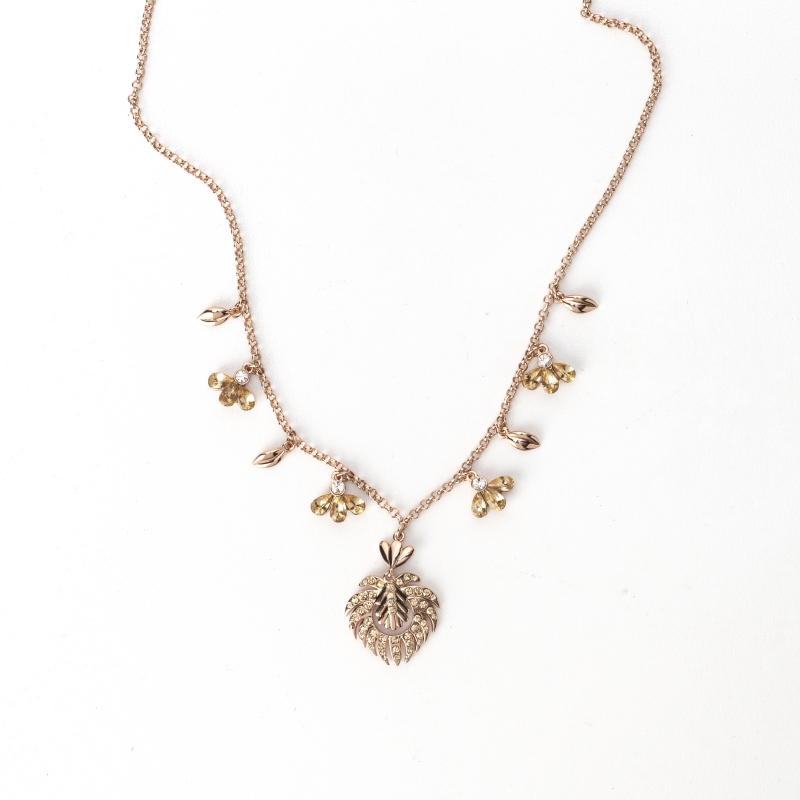 Necklace with pendants and flower