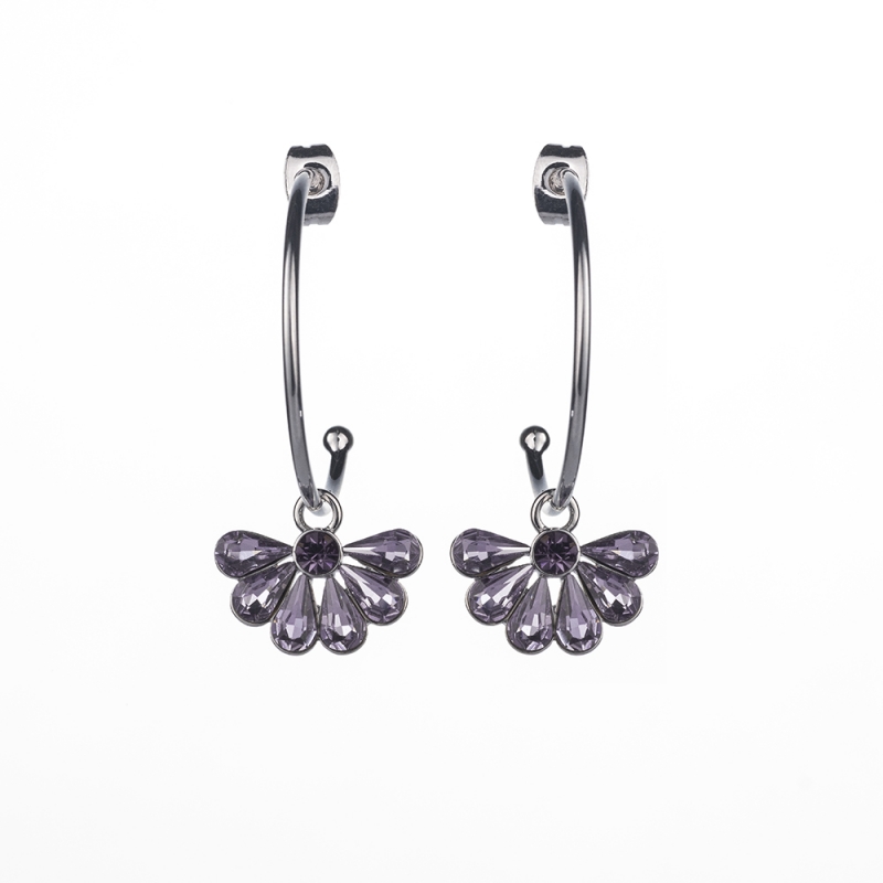 Small greyish purple circles earrings
