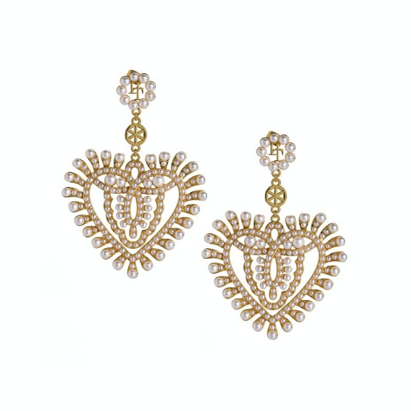 Earrings pearl hearts Petra Toth