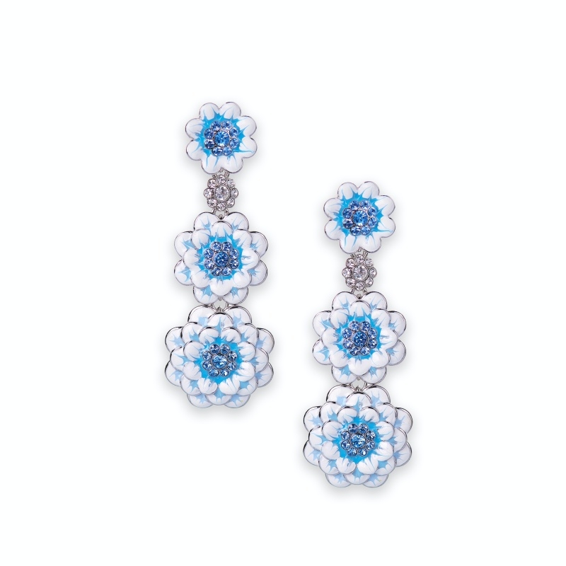 Dangling earrings blue peonies