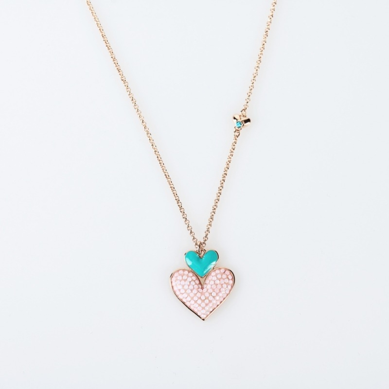 Pendant with chain pink heart