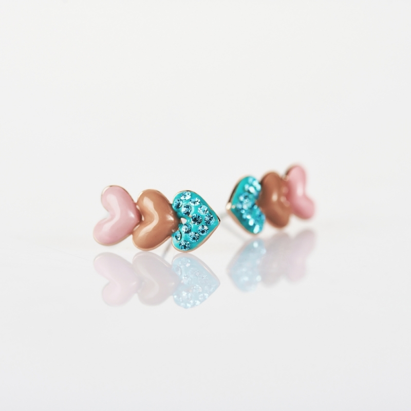 Earrings three hearts