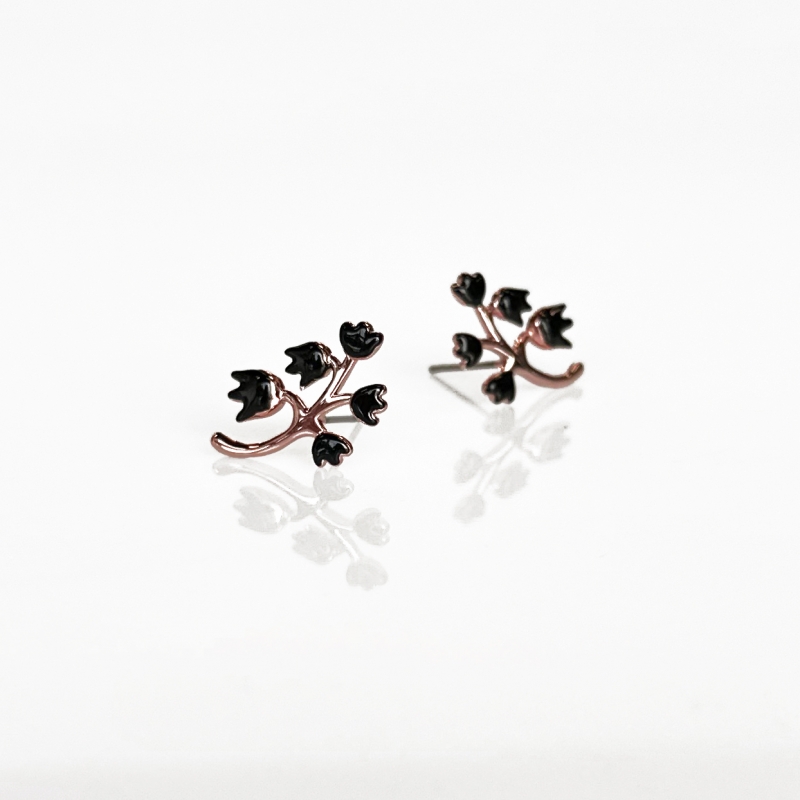 Earrings black lilies of the valley