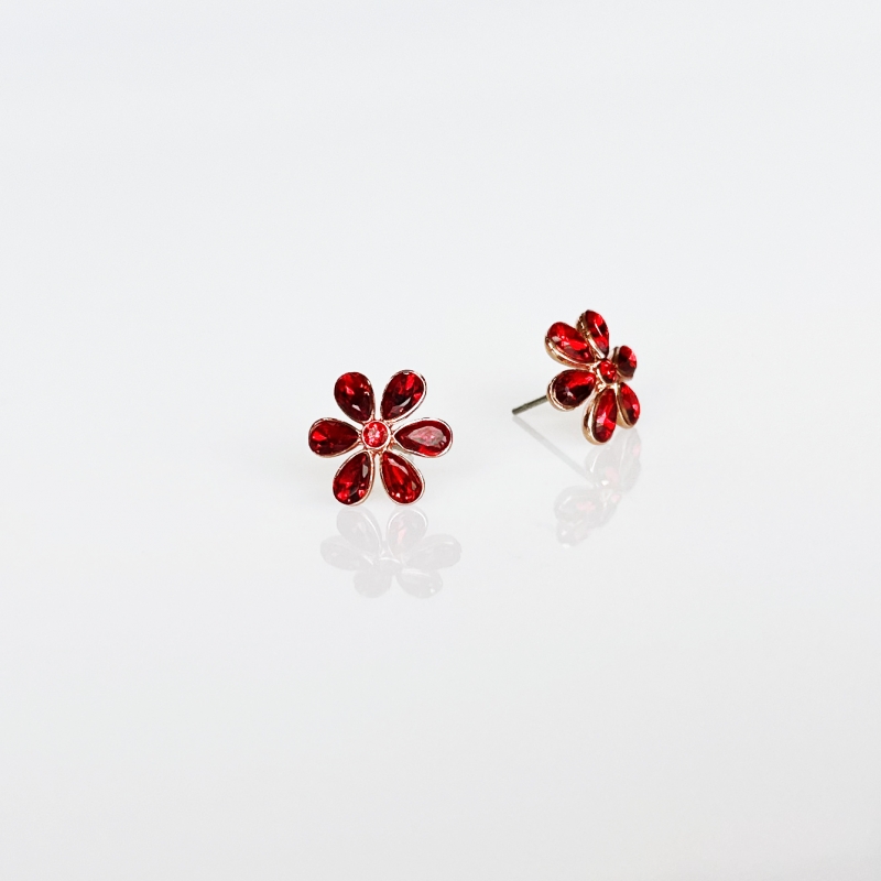 Earrings red little meadow flowers