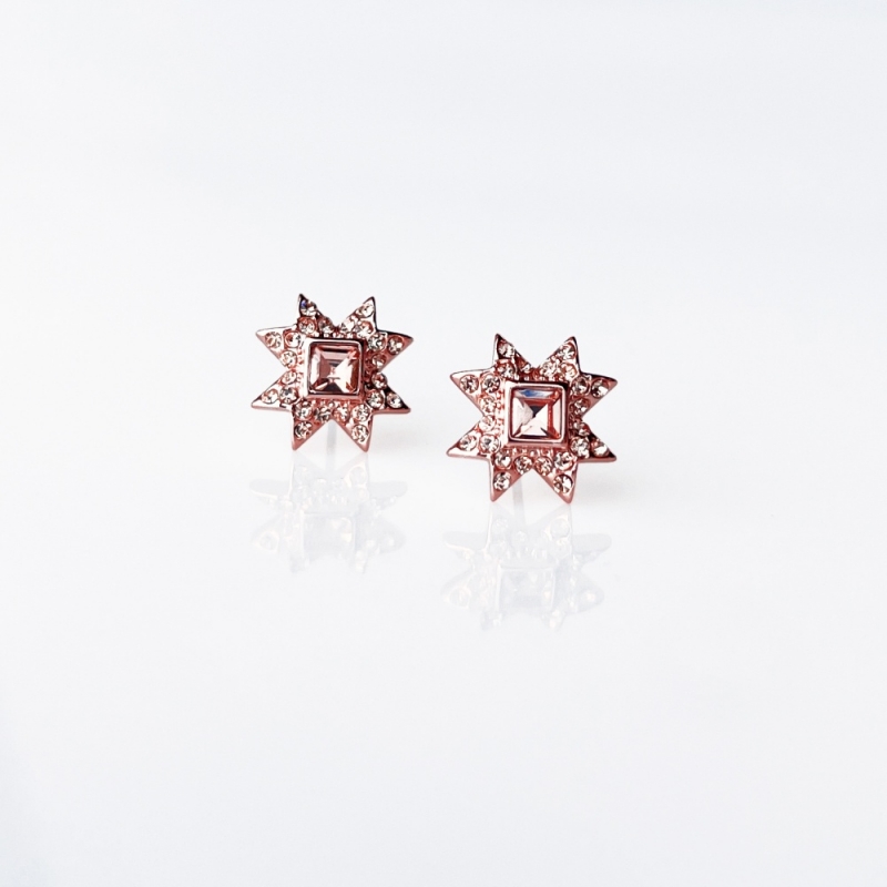 Náušnice ružovozlaté čičmanské hviezdičky