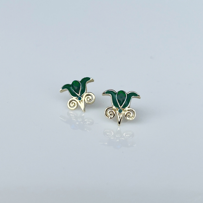 Earrings green tulip
