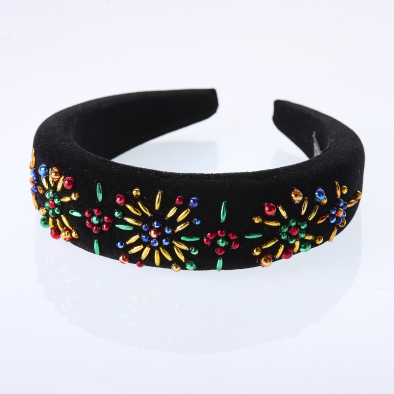 Headband with hand-blown beads