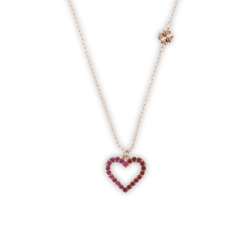 Pendant small heart on chain pink-red