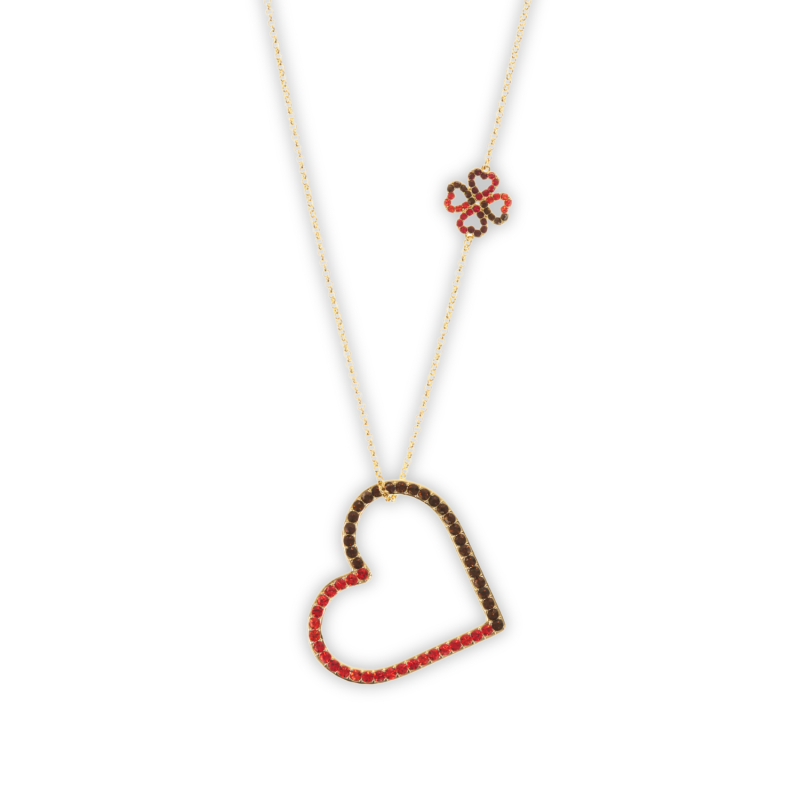Long necklace with a heart orange
