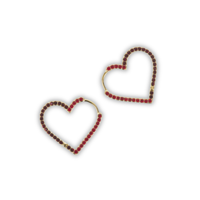 Earrings thin hearts red