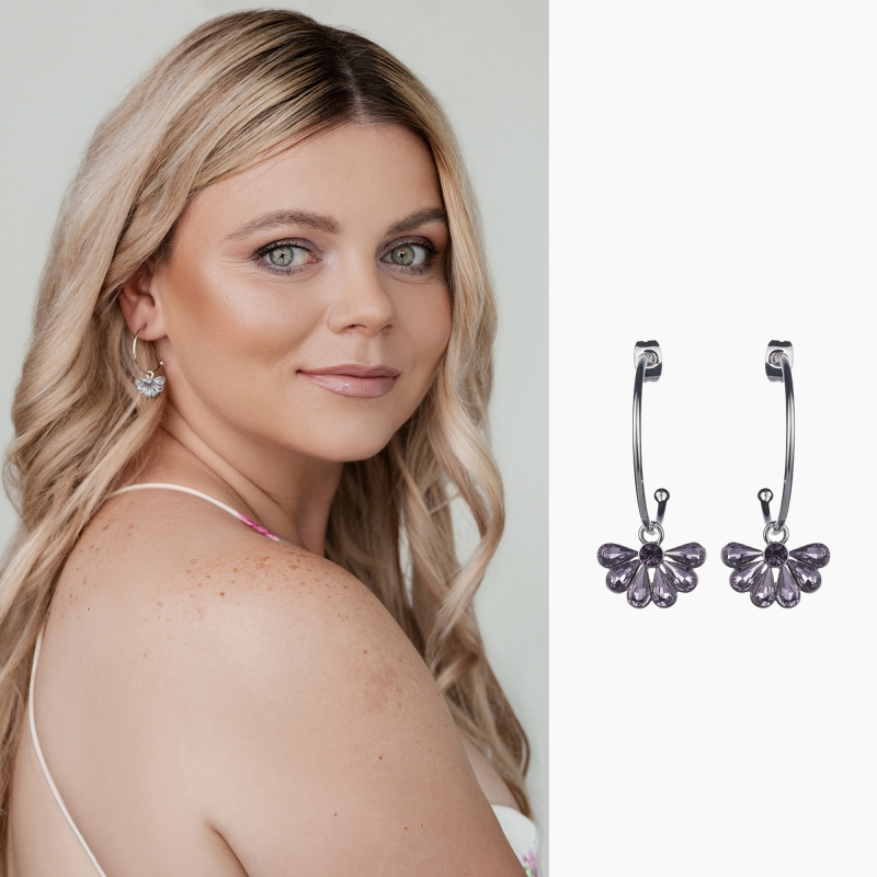 Small greyish purple circles earrings