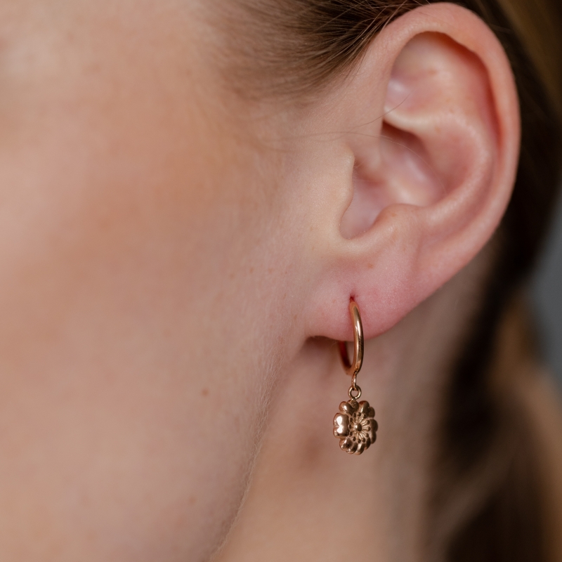 FOLKIE steel earrings rosegold flower