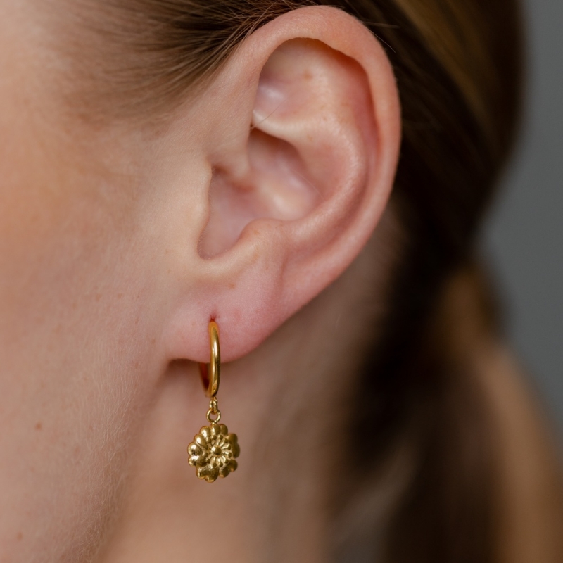 FOLKIE steel earrings gold flower