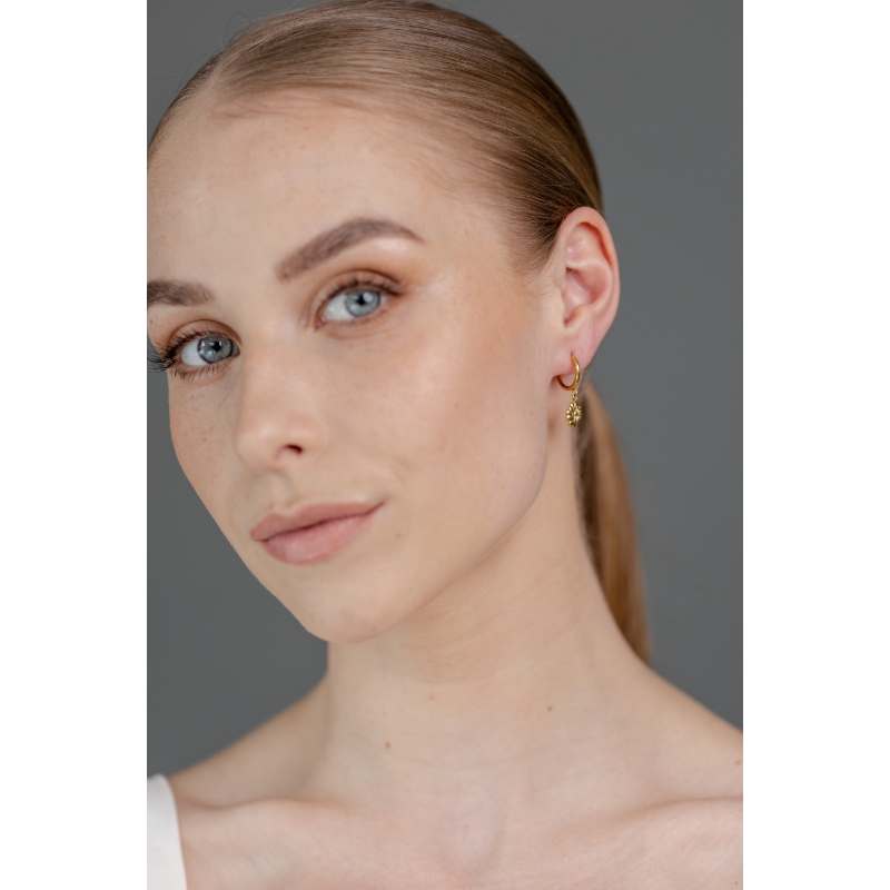 FOLKIE steel earrings gold flower