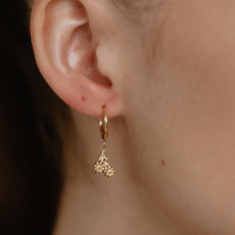 FOLKIE steel earrings gold bouquet