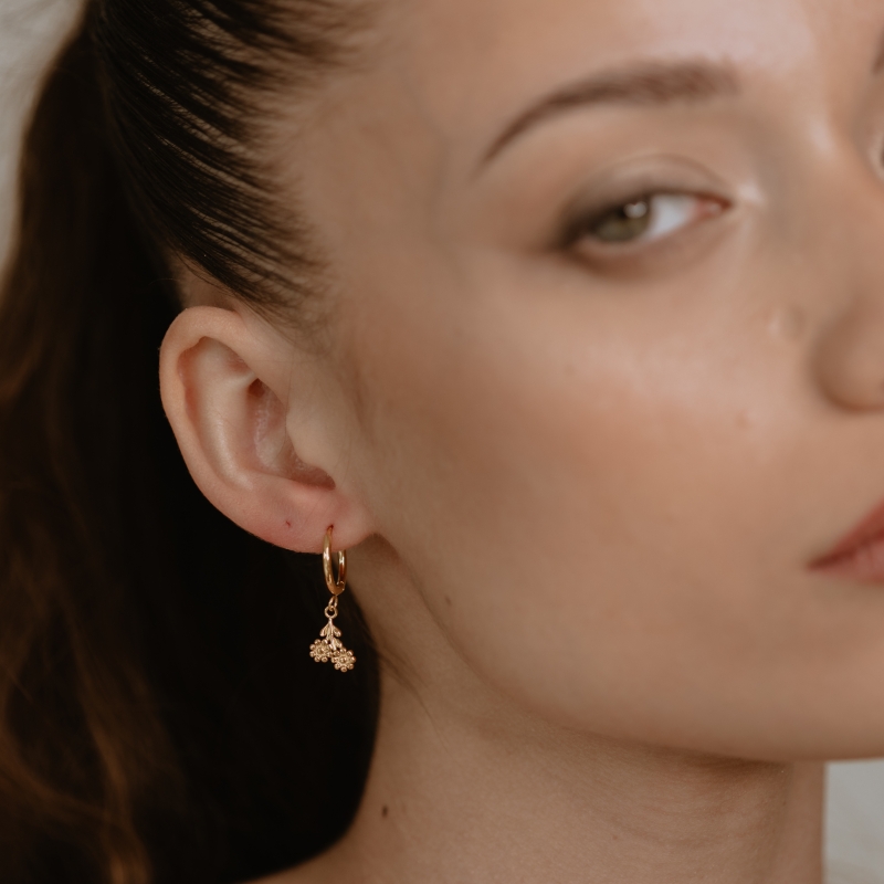 FOLKIE steel earrings gold bouquet