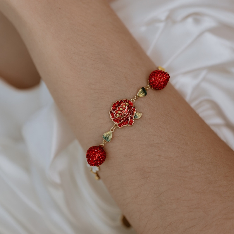 Bracelet with strawberries on a chain