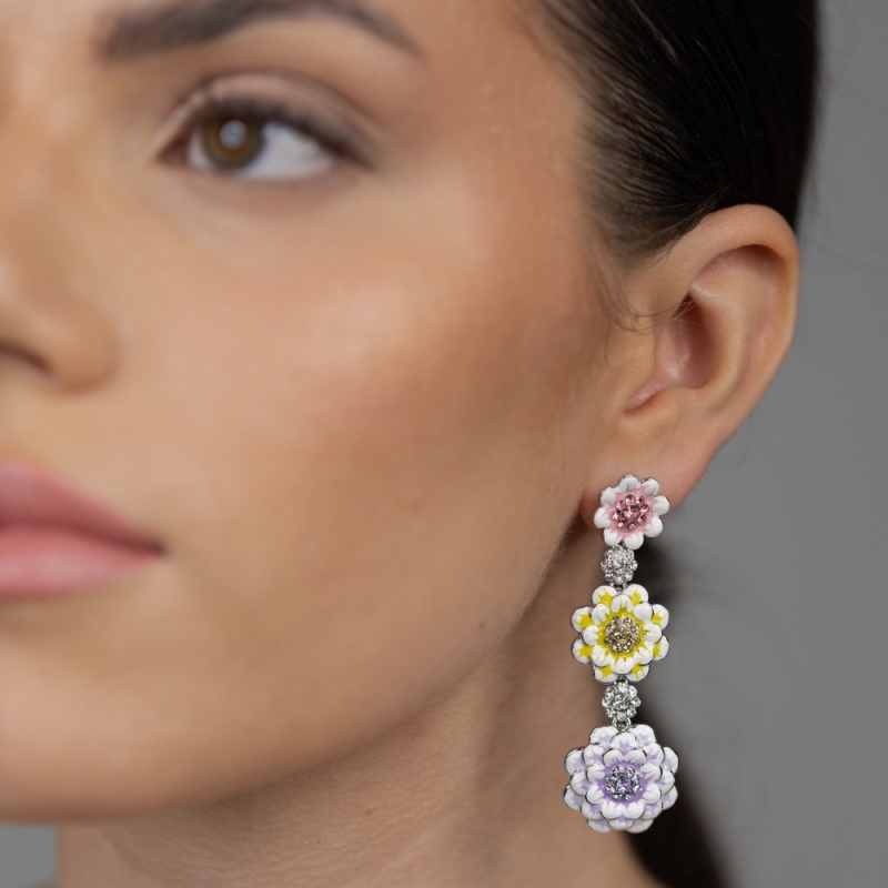 Dangling earrings pastel peonies