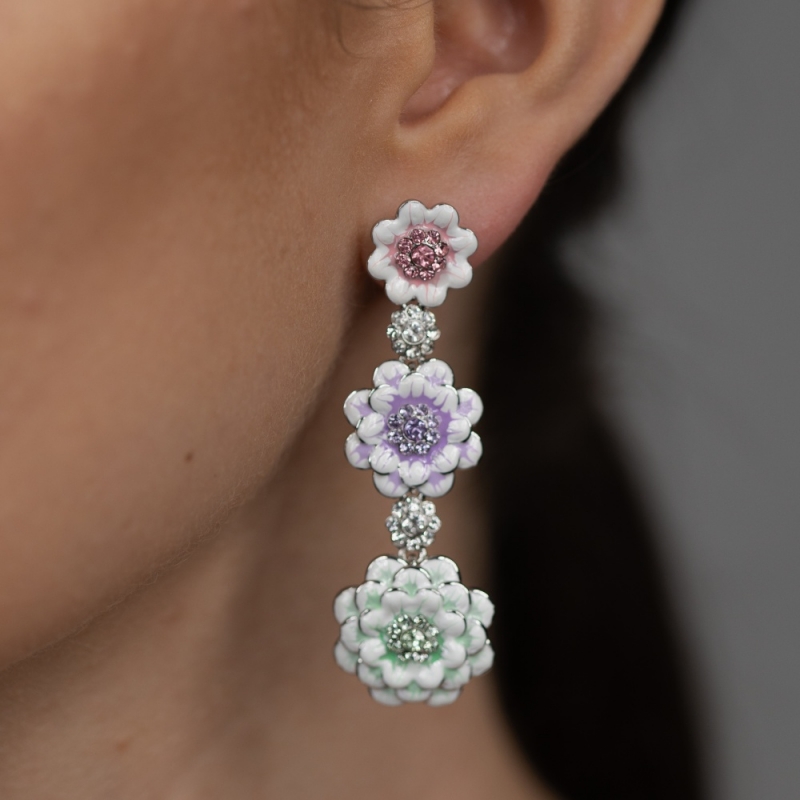 Dangling earrings pastel peonies 2
