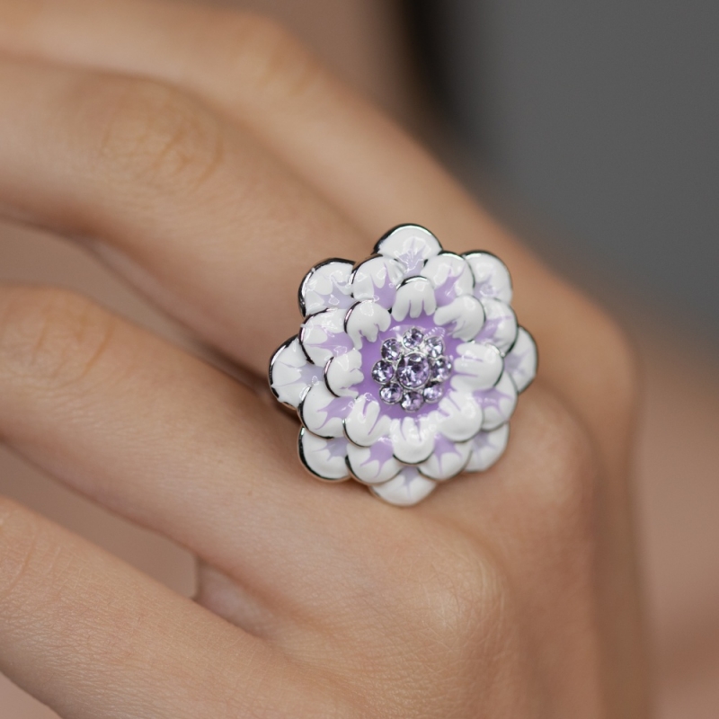 Gyűrű lila bazsarózsa