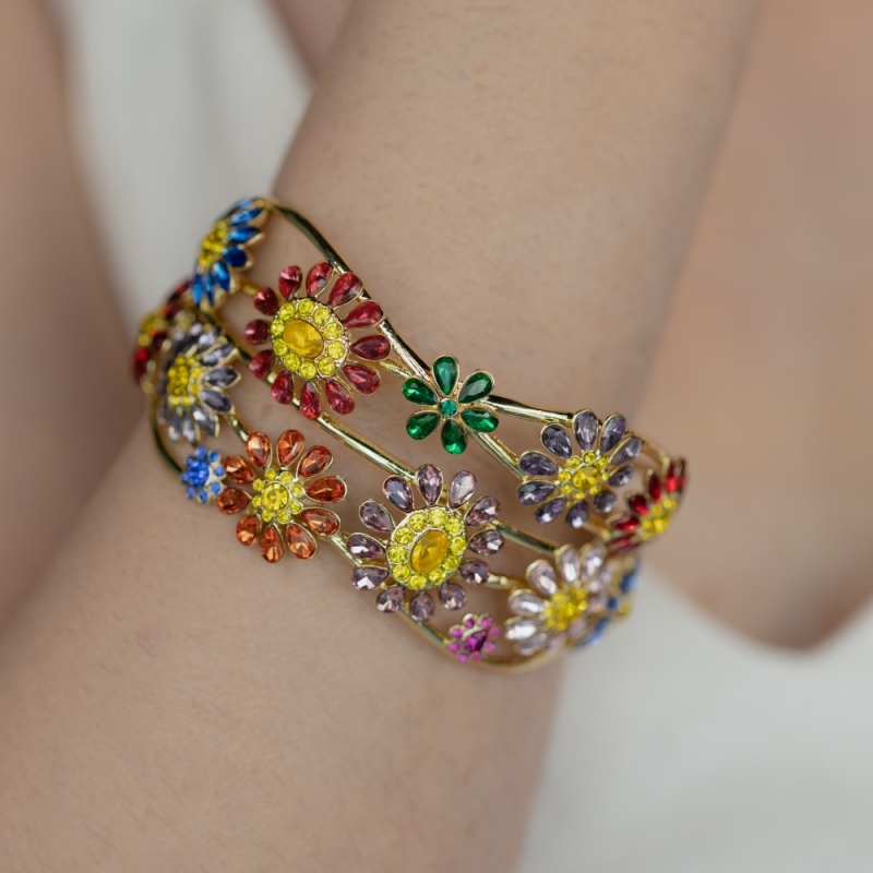 Cuff bracelet meadow of flowers