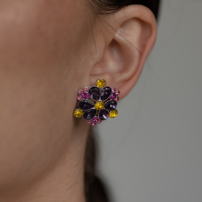 Purple earrings ornament
