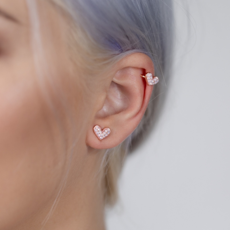 Mini earrings pink hearts