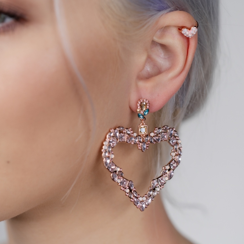 Earrings large pink hearts