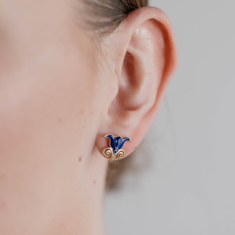 Earrings blue tulip