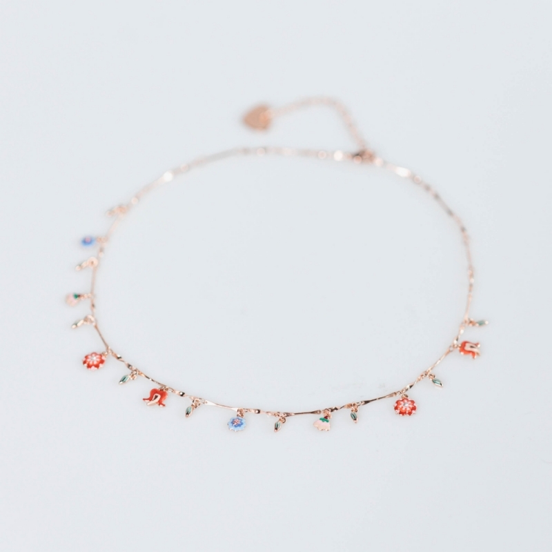Necklace - meadow of red flowers