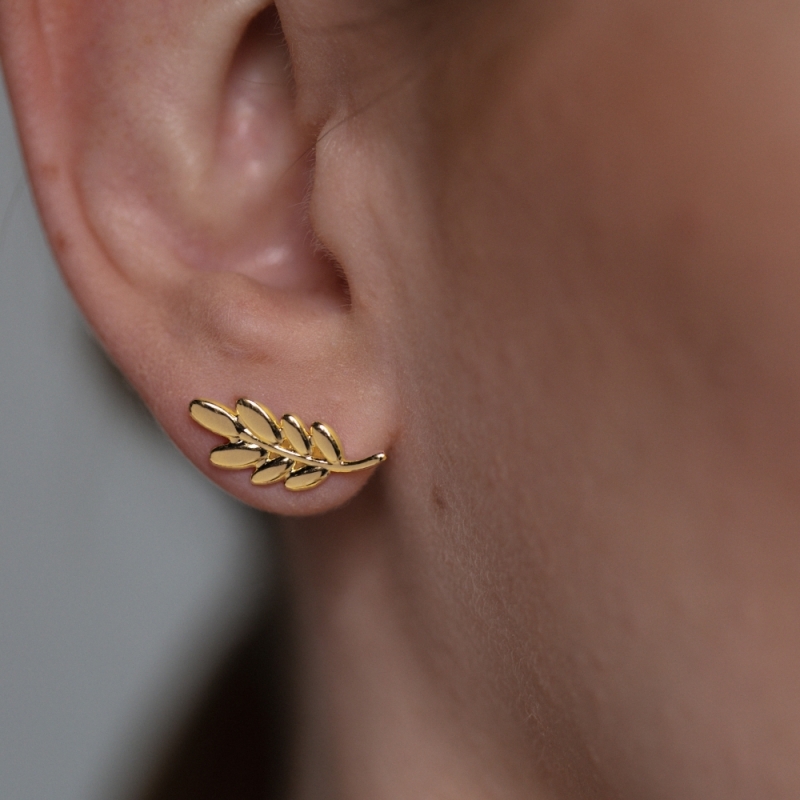 Earrings gold spikelet