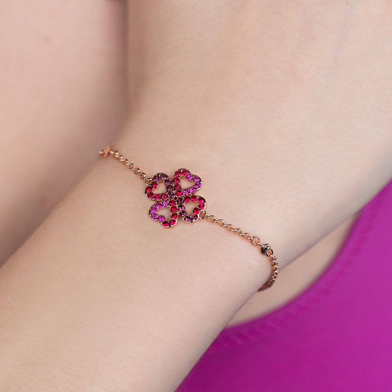 Rosegold bracelet four-leaf clover