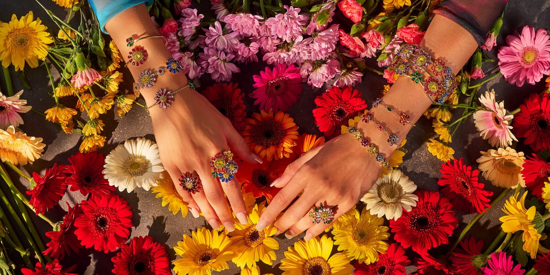 Cuff bracelet meadow of flowers