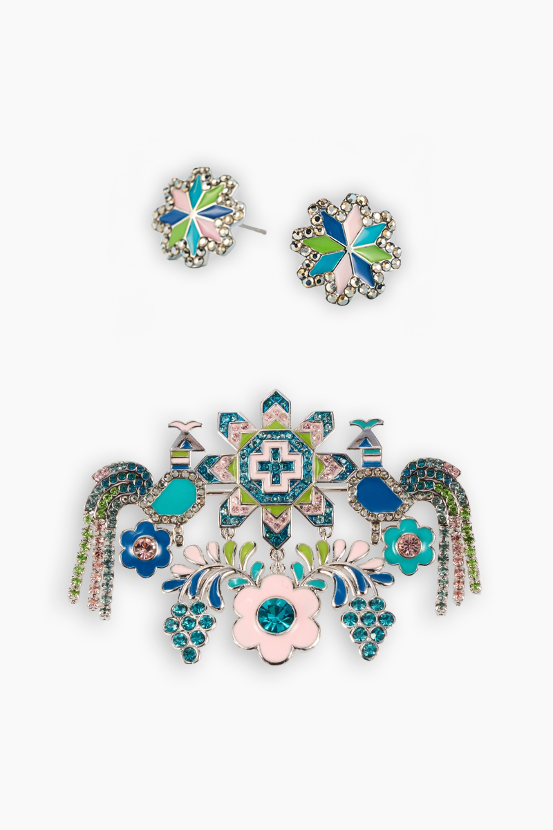 Zestaw broszek Koguty i Gwiazdy