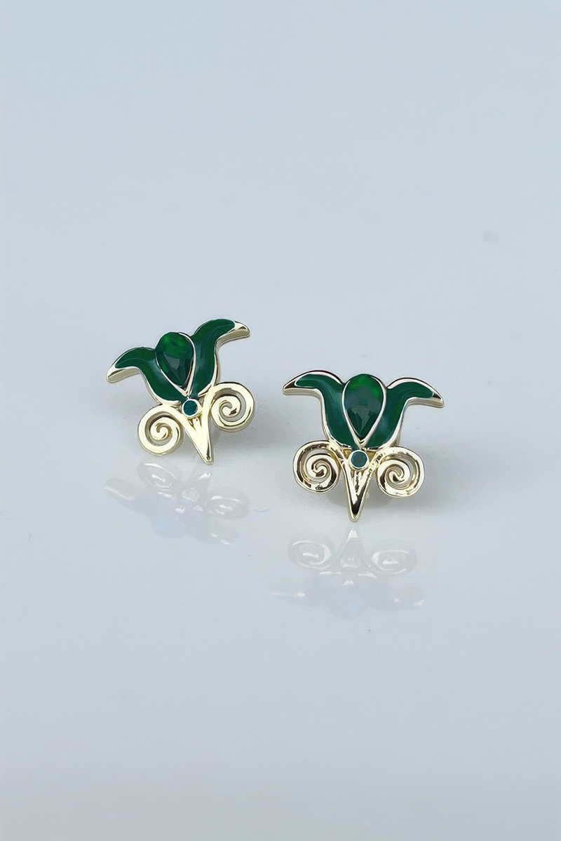 Earrings green tulip